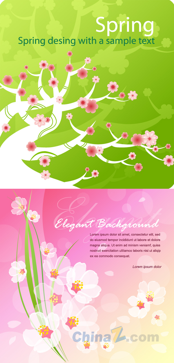 春季花卉背景矢量图
