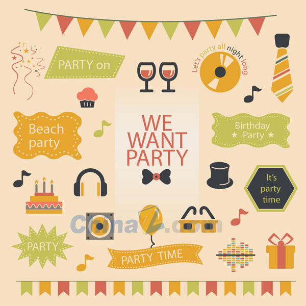 派对装饰元素矢量下载