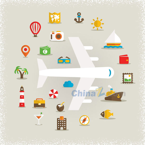 旅行元素图标矢量下载