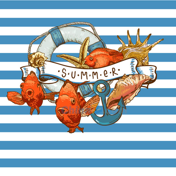 夏季海洋插画矢量图