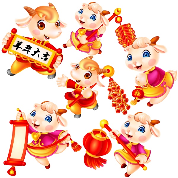 羊年卡通形象贴画源文件