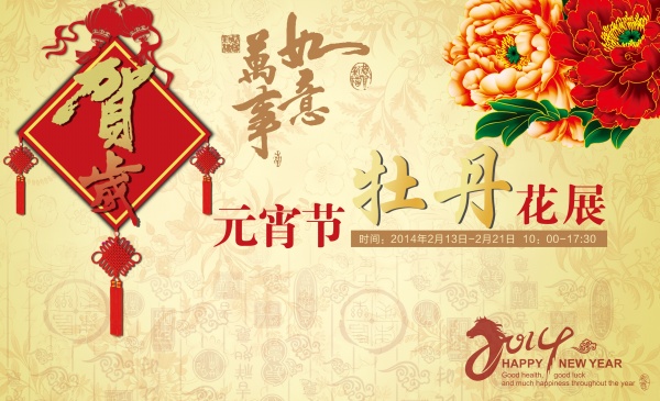 元宵节牡丹花展PS海报
