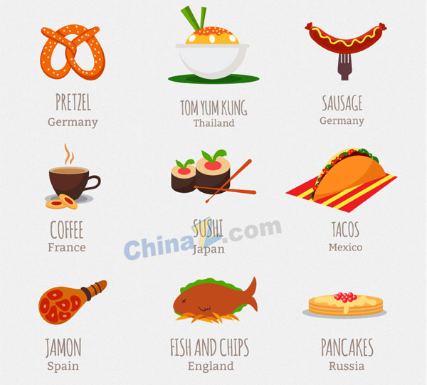 世界食物图标矢量设计