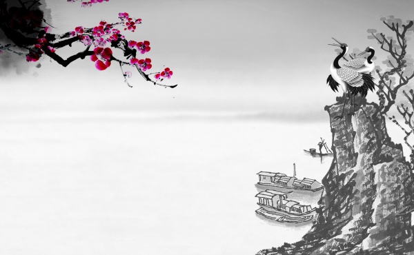 中国风水墨画PSD分层素材