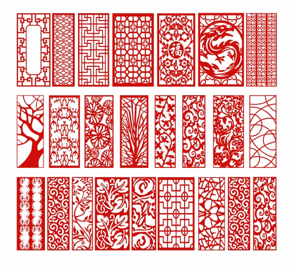 中国风花纹窗格PSD素材