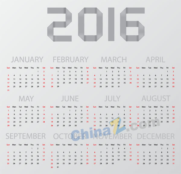 2016日历矢量图素材