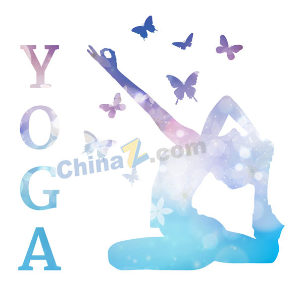 梦幻瑜伽人物剪影矢量素材