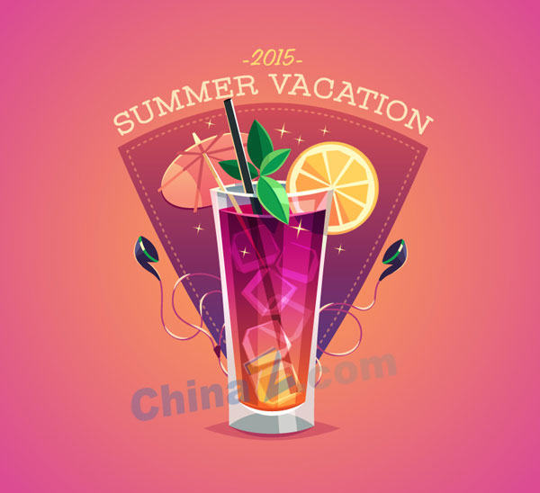 2015夏日鸡尾酒海报矢量图