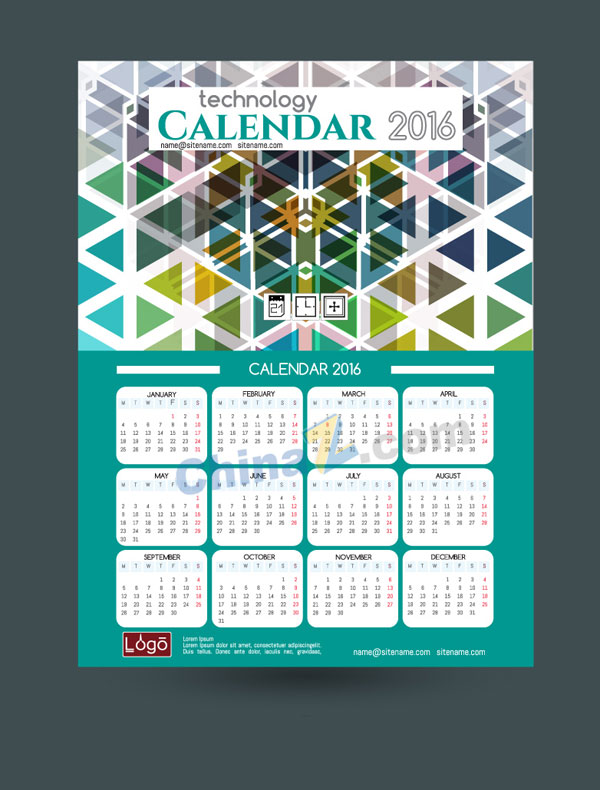 2016年年历卡片矢量素材