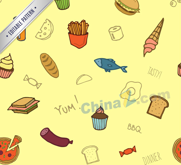 创意食物无缝背景矢量素材