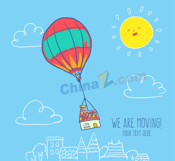 卡通热气球插画矢量素材