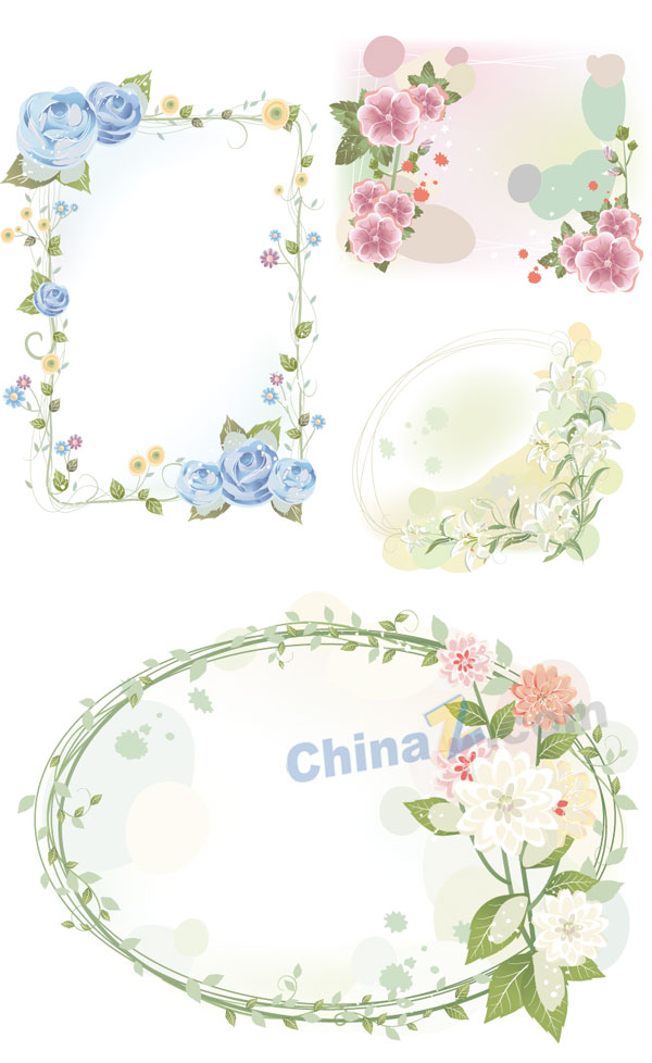 鲜花花纹边框矢量设计