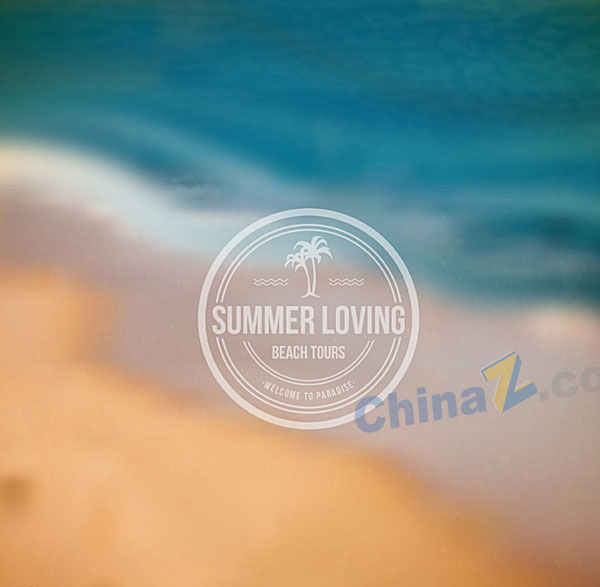 模糊海岸风景夏季海报