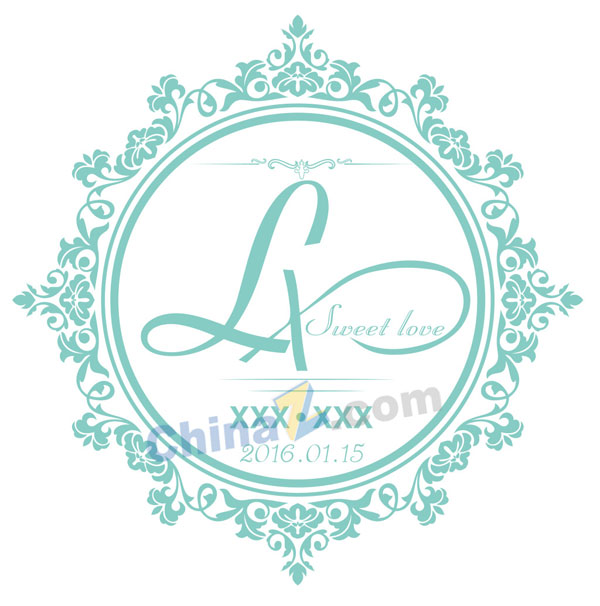 清新蓝色婚礼logo