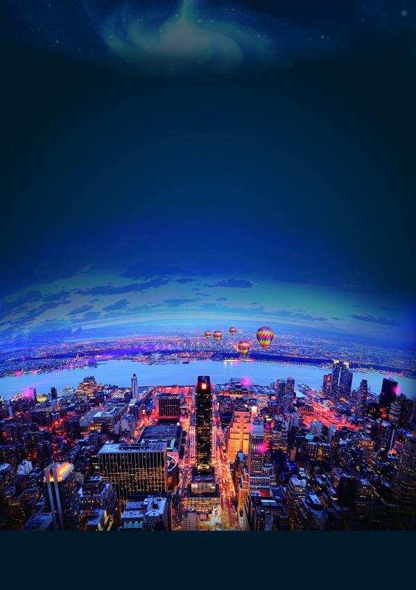 房地产海报城市背景图PS