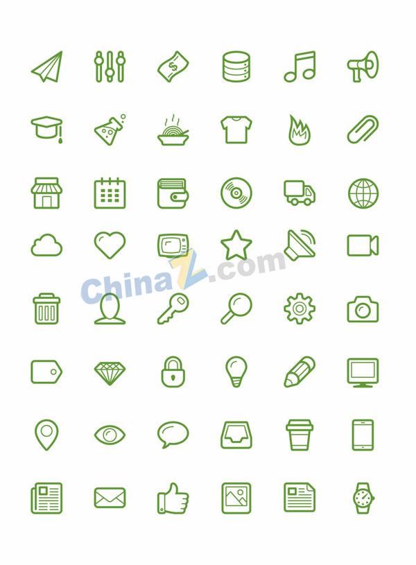 绿色迷你线描图标矢量