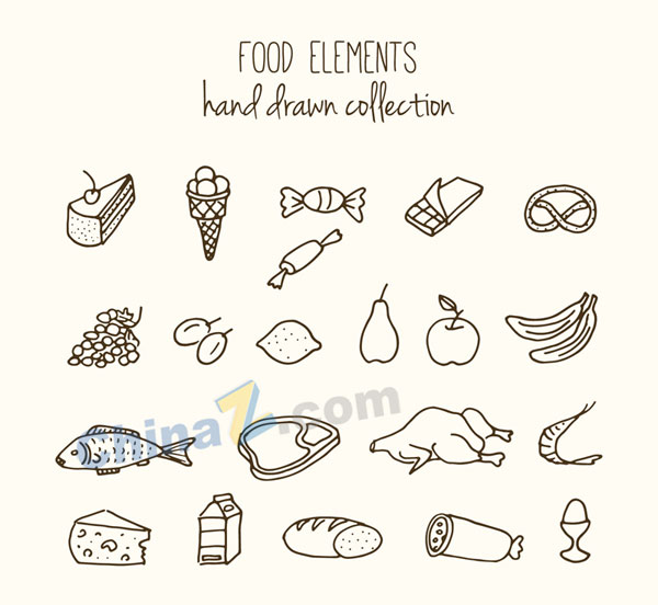 手绘食物设计矢量素材