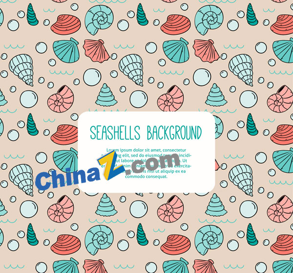 彩色贝壳无缝背景矢量素材