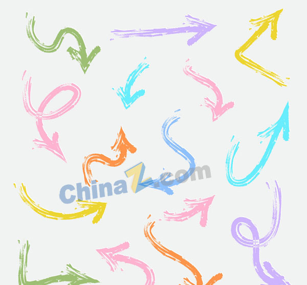 彩绘动感箭头设计矢量素材