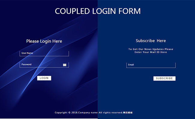 蓝色左右登录页面网站模板