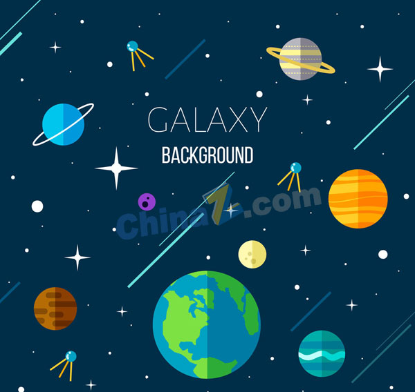 扁平化太空星球矢量素材