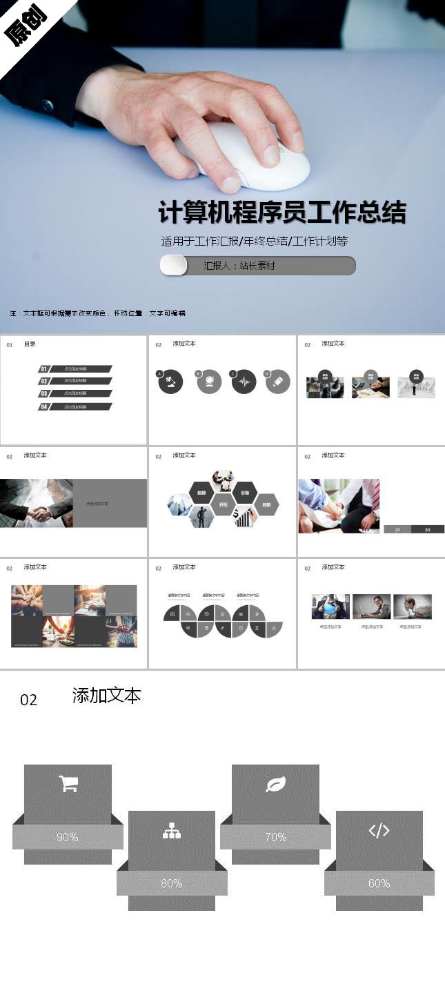 计算机程序员工作总结ppt模板