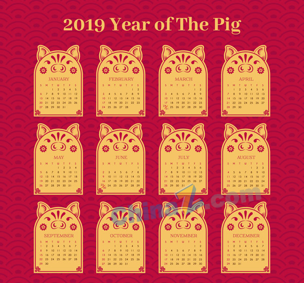 2019新年猪年日历