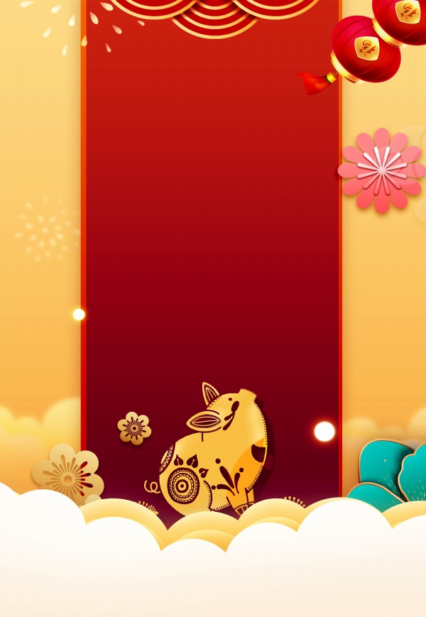 传统中国猪年背景PSD