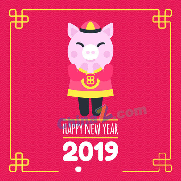 卡通猪形象元素矢量