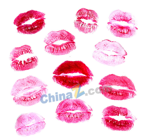 彩绘唇印设计矢量素材