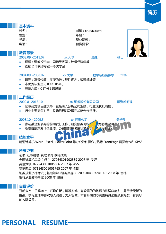 信贷管理专业个人简历模板