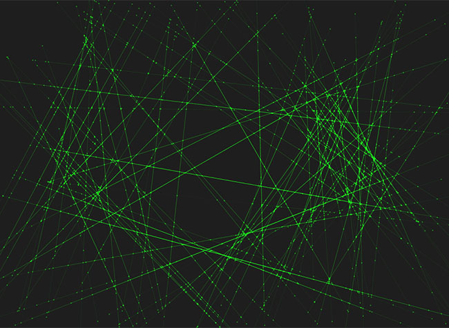 HTML5 Canvas绿色激光射线特效