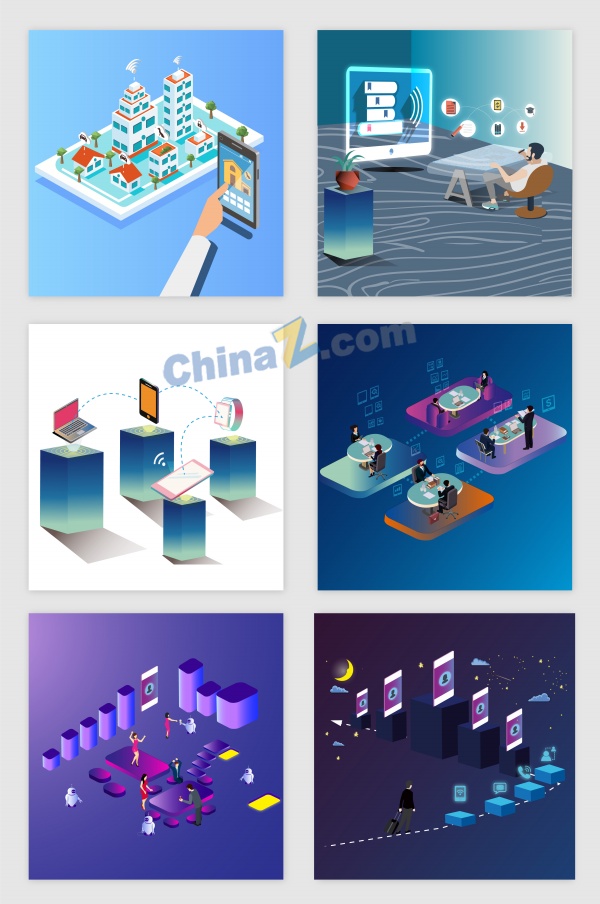 智能生活系列套图矢量