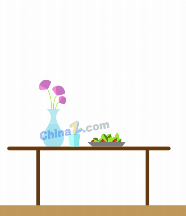 桌子插花沙拉矢量图