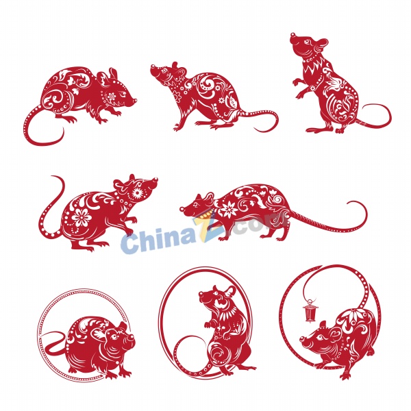 鼠年剪纸图片矢量