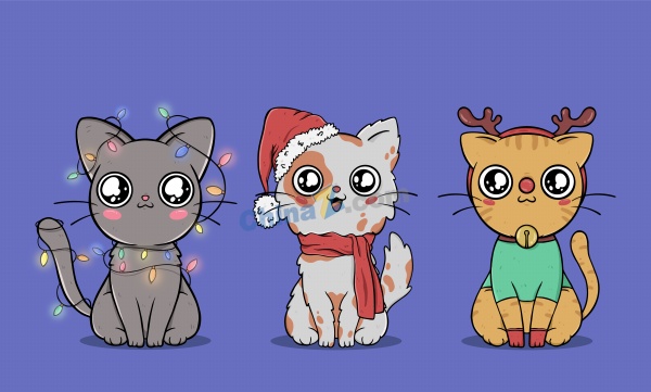 圣诞猫咪图片矢量