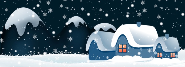 冬季夜晚雪景背景PS素材