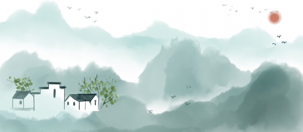 中国风水墨风景PSD素材