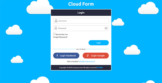 白云背景登录页网站模板