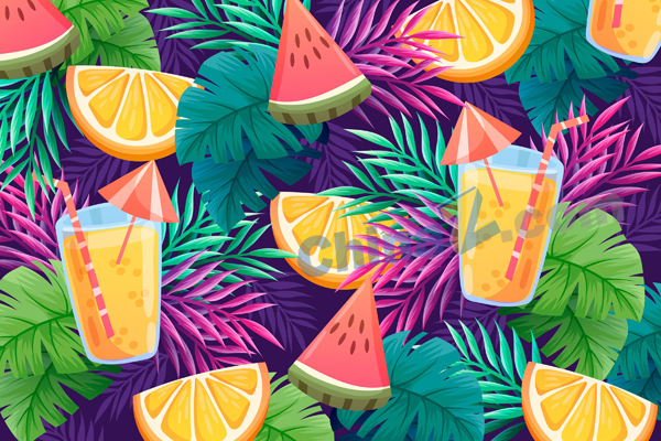 夏日果汁背景矢量图