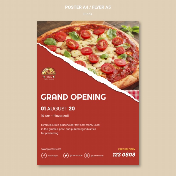 披萨餐厅海报模板PSD