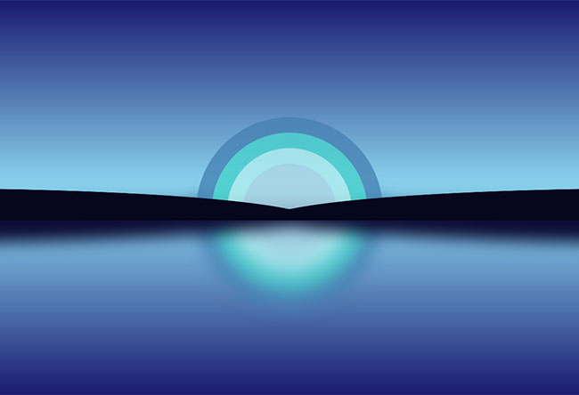 纯css3彩虹水面倒影背景特效