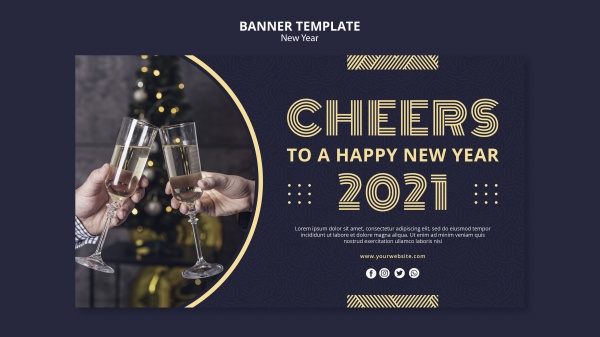 新年概念横幅模板PSD