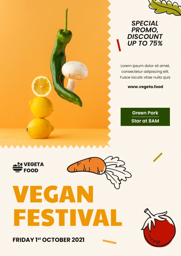 新鲜蔬菜分层海报设计PSD