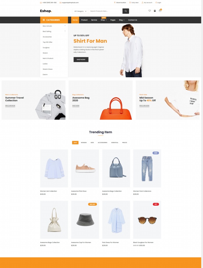 HTML5时尚服饰单品网站模板
