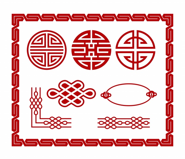 红色复古花纹PSD素材