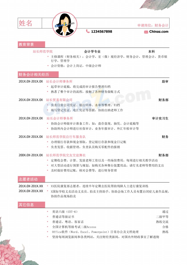 会计学专业应聘简历模板
