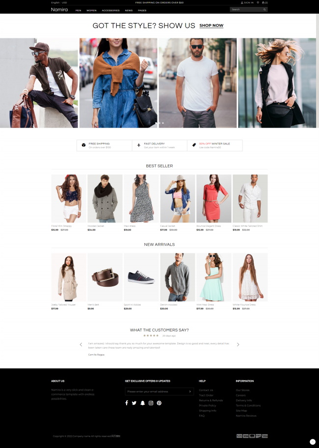 时尚服装电子商务商城网站模板