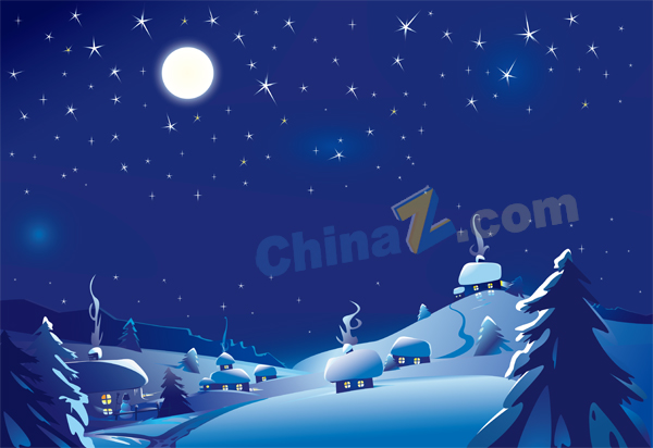 矢量卡通冬天雪景素材