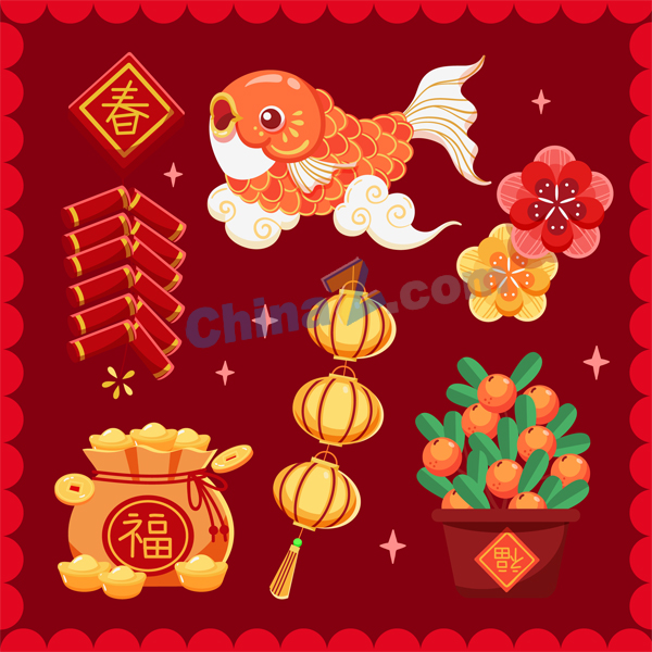 新年元素矢量模板下载